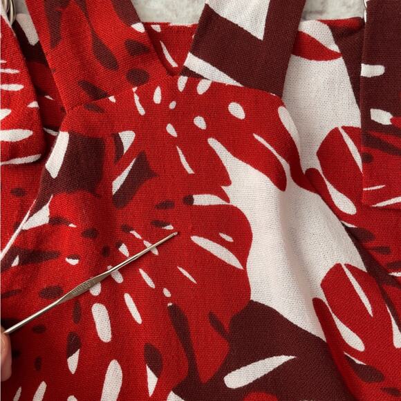 Mikoh Tropical Overall Romper Red White Size Medium - Picture 10 of 14